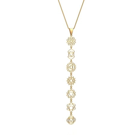 Bar Seven Chakra Charms necklace, Brass 22k gold plated, Handmade jewelry